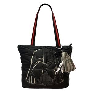 Vera Bradley x Star Wars Darth Vader Quilted Black Shoulder Tote Bag Charm NEW